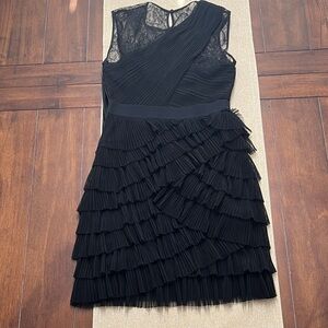 ❤️ BCBGMaxAzria Jaya Black lace and tulle dress